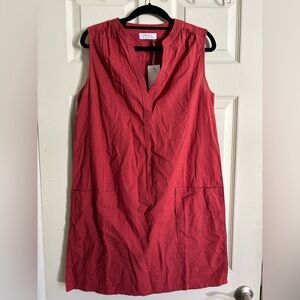 Swell Sleeveless Shift Full Cotton Beach Shirt Dress in Deep Rust